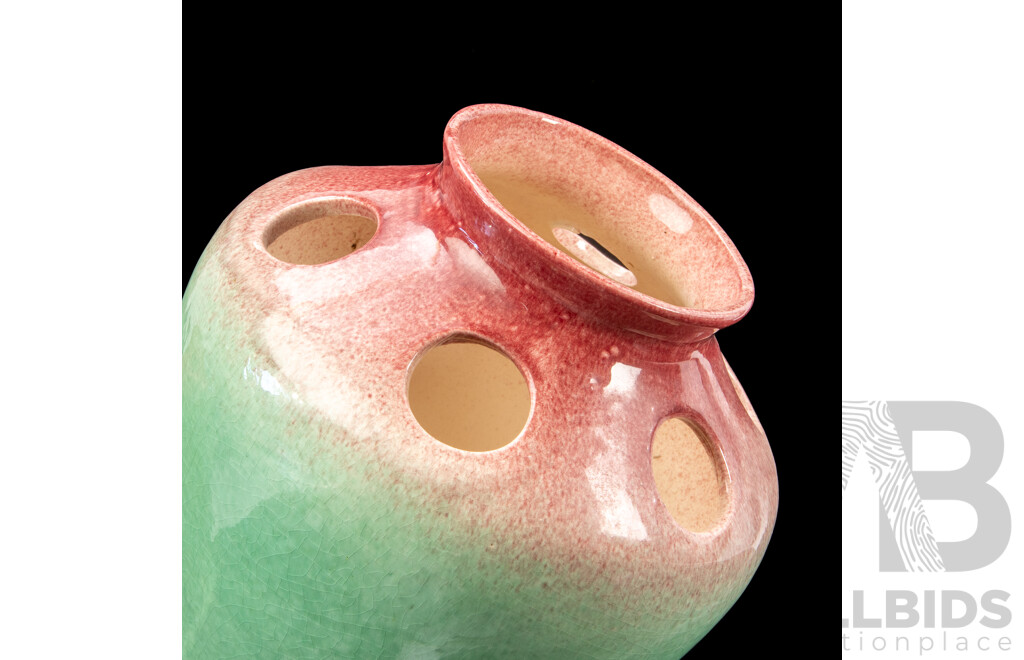 Pair of Large Pates Studio Pottery Pierced Vases