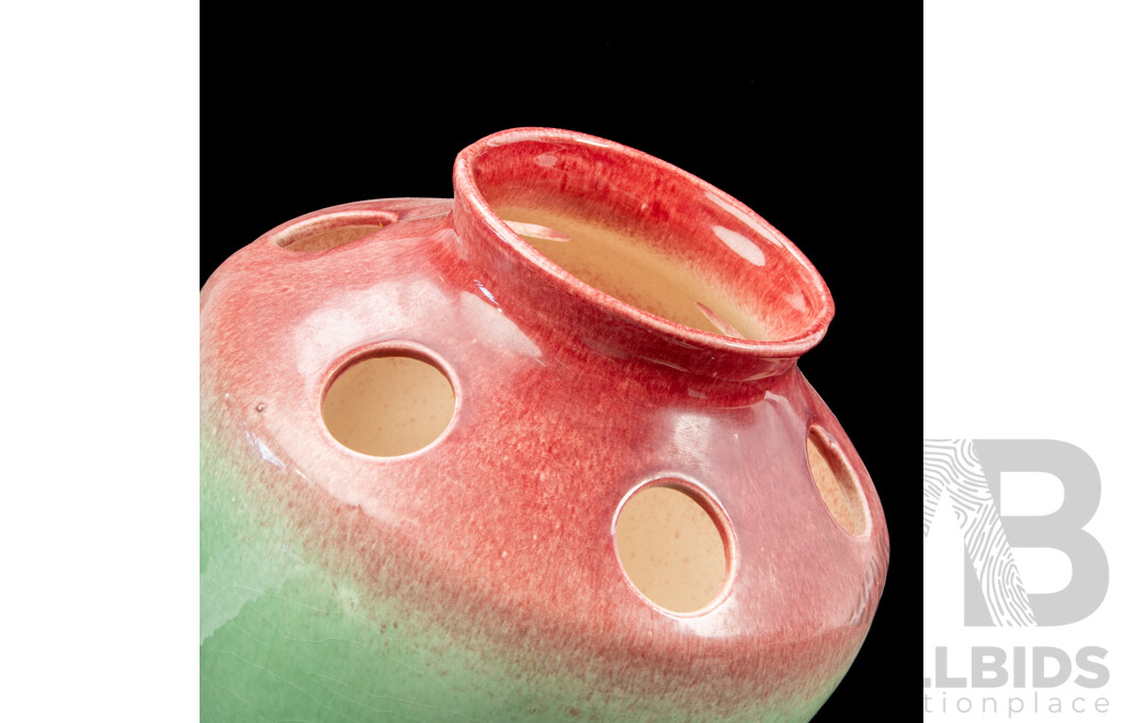 Pair of Large Pates Studio Pottery Pierced Vases