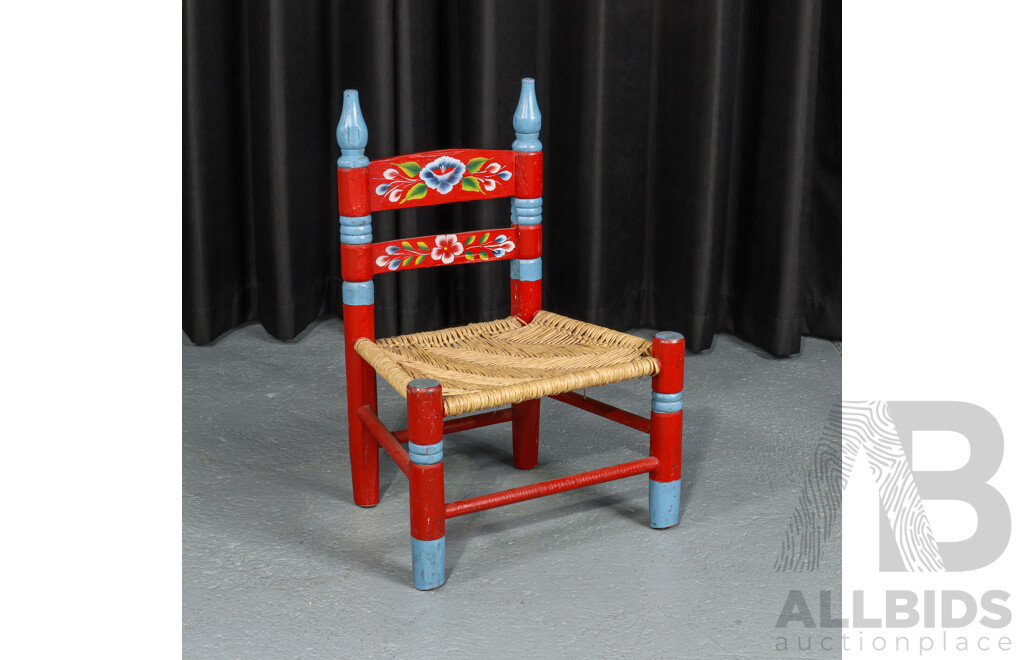 Mexican Folk Art Childrens Wooden Chair