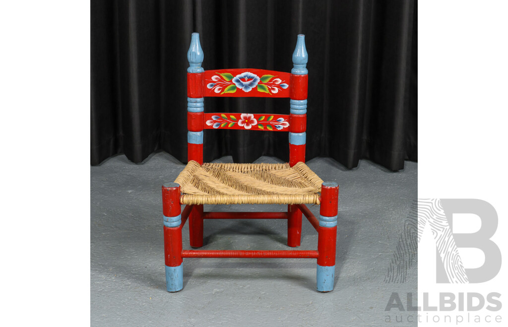 Mexican Folk Art Childrens Wooden Chair