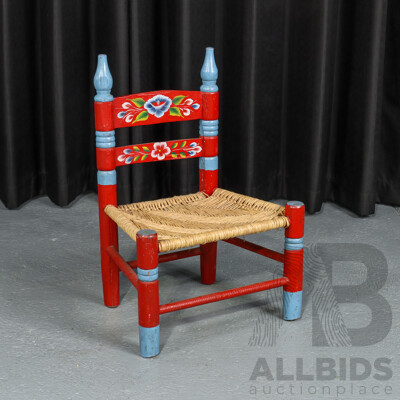 Mexican Folk Art Childrens Wooden Chair