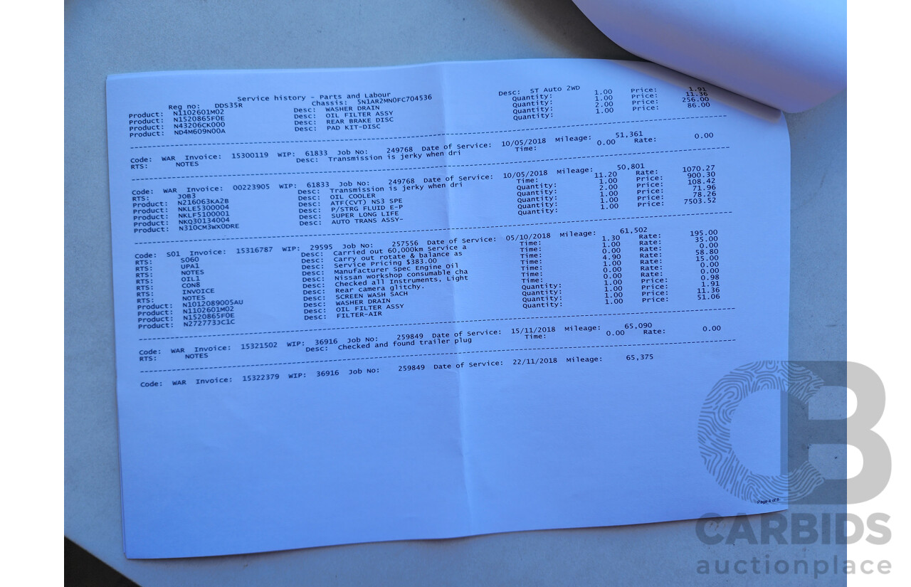 11/2015 Nissan Pathfinder ST (4x2) R52 MY15 4d Wagon Brown 3.5L