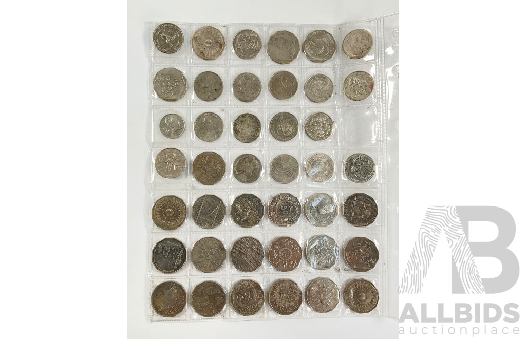 Collection of Australian Commemorative Fifty and Twenty Cent Coins Including 2014 AIATSIS, 2019 Indigenous Language, 2001 Federation, 1977 Jubilee, 2000 Millennium and More