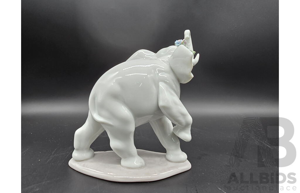 Lot of Two Lladro Elephant Figurines ‘Lucky’s Call’ and ‘Lucky Strolling’