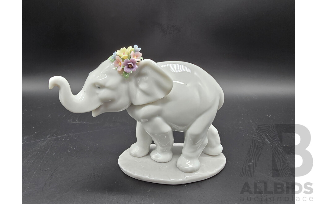 Lot of Two Lladro Elephant Figurines ‘Lucky’s Call’ and ‘Lucky Strolling’