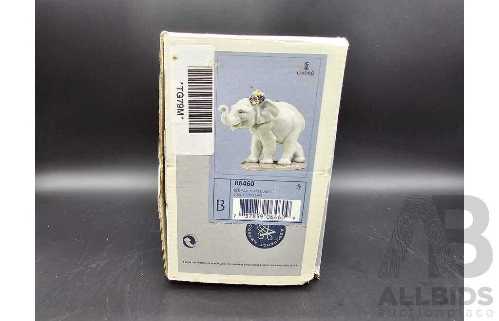 Lot of Two Lladro Elephant Figurines ‘Lucky’s Call’ and ‘Lucky Strolling’