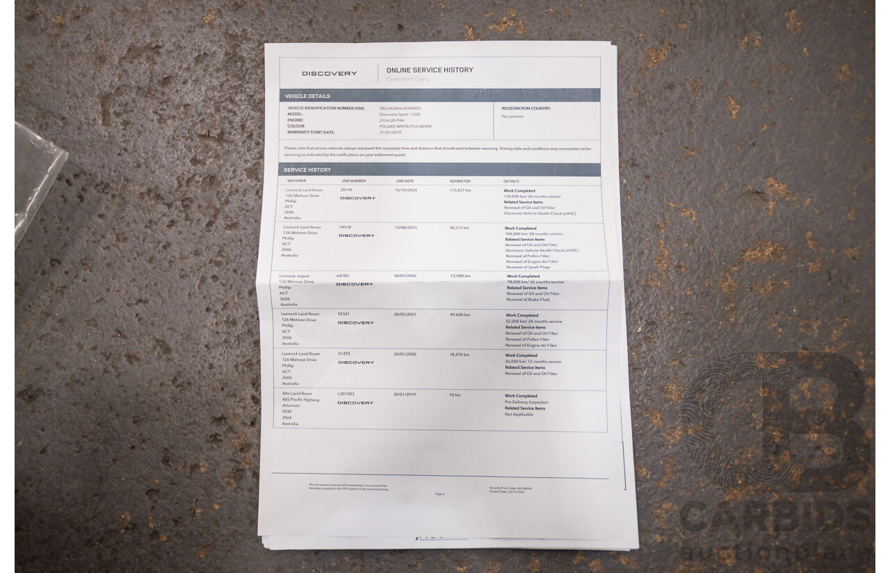 01/2019 Land Rover Discovery Sport Si4 (213kW) SE (AWD) L550 MY19 4D Wagon Fuji White Turbo 2.0L