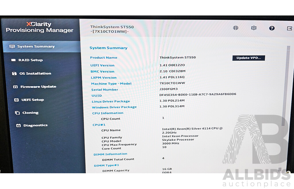 Lenovo ThinkSystem ST550 Intel Xeon Silver (4114) 2.20GHz - 3.00GHz 10-Core CPU Tower Server