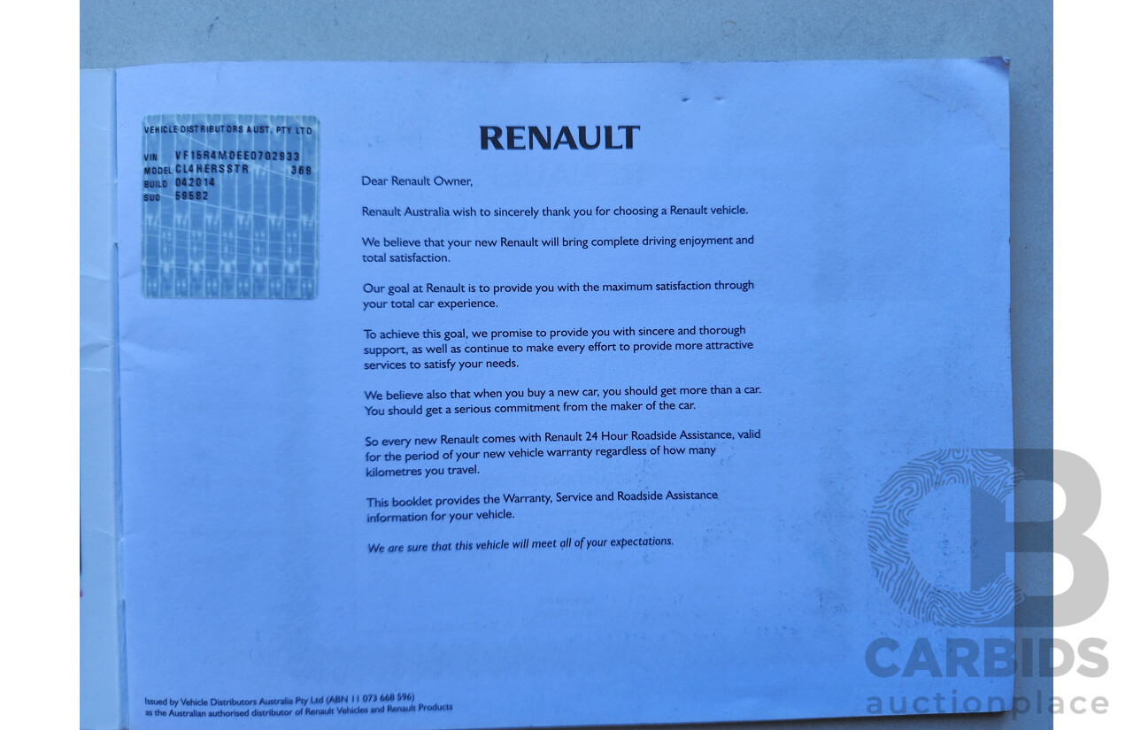 6/2014 Renault Clio RS 200 Sport Trophy X98 5d Hatchback White 1.6L