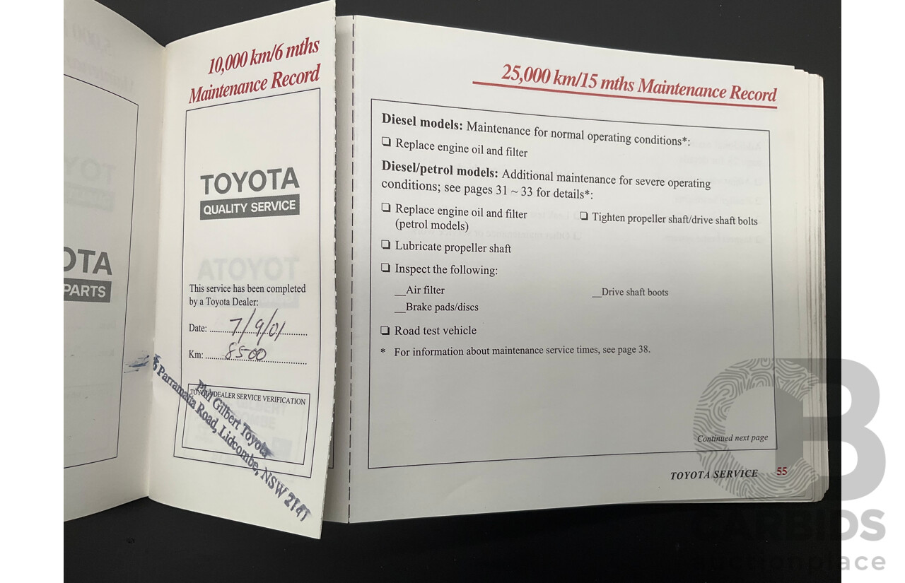 10/2000 Toyota Landcruiser Prado GXL (4x4) KZJ95R 4d Wagon Black Onyx Turbo Diesel 3.0L