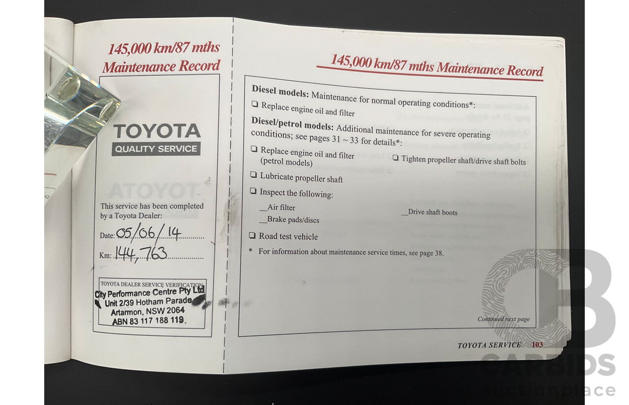 10/2000 Toyota Landcruiser Prado GXL (4x4) KZJ95R 4d Wagon Black Onyx Turbo Diesel 3.0L
