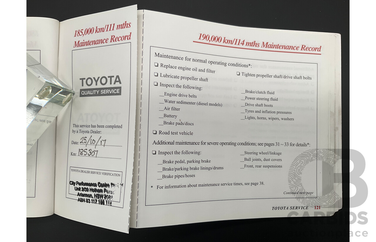 10/2000 Toyota Landcruiser Prado GXL (4x4) KZJ95R 4d Wagon Black Onyx Turbo Diesel 3.0L