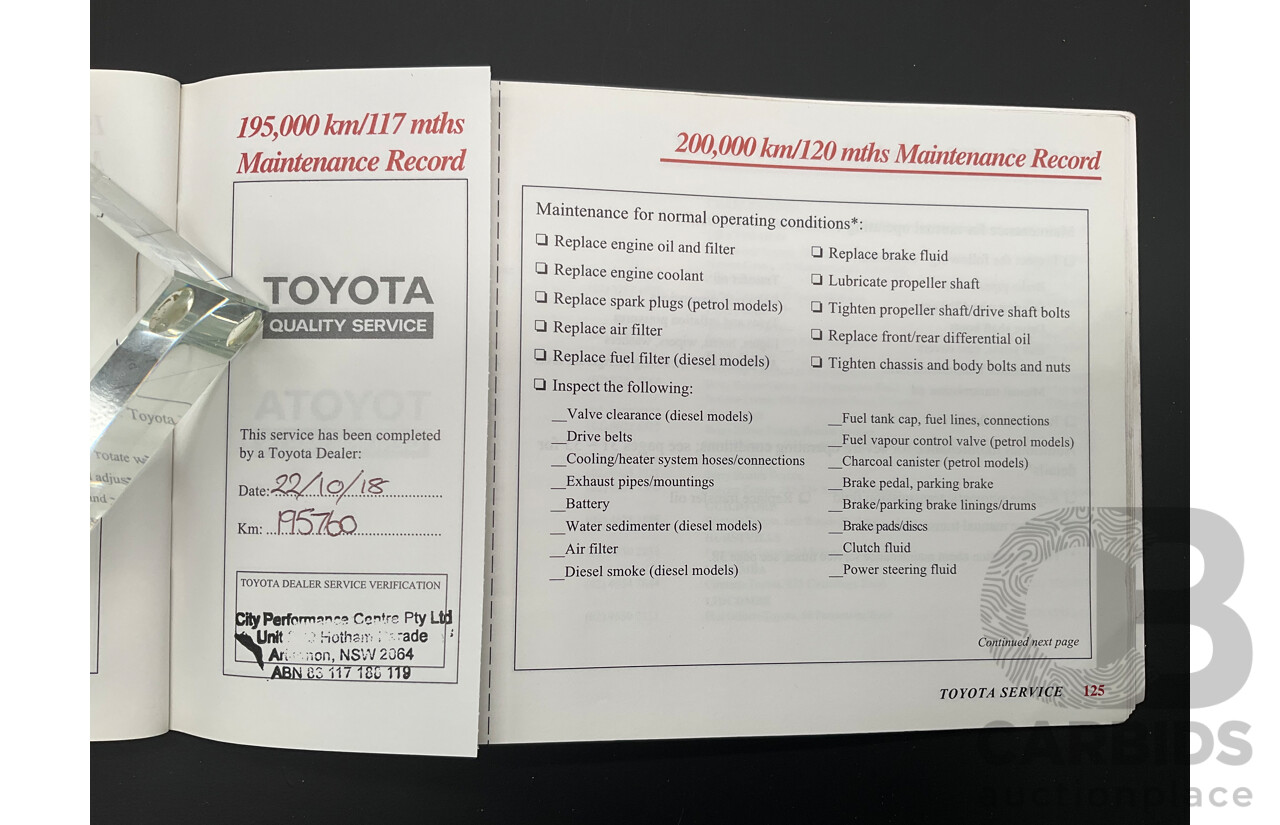 10/2000 Toyota Landcruiser Prado GXL (4x4) KZJ95R 4d Wagon Black Onyx Turbo Diesel 3.0L