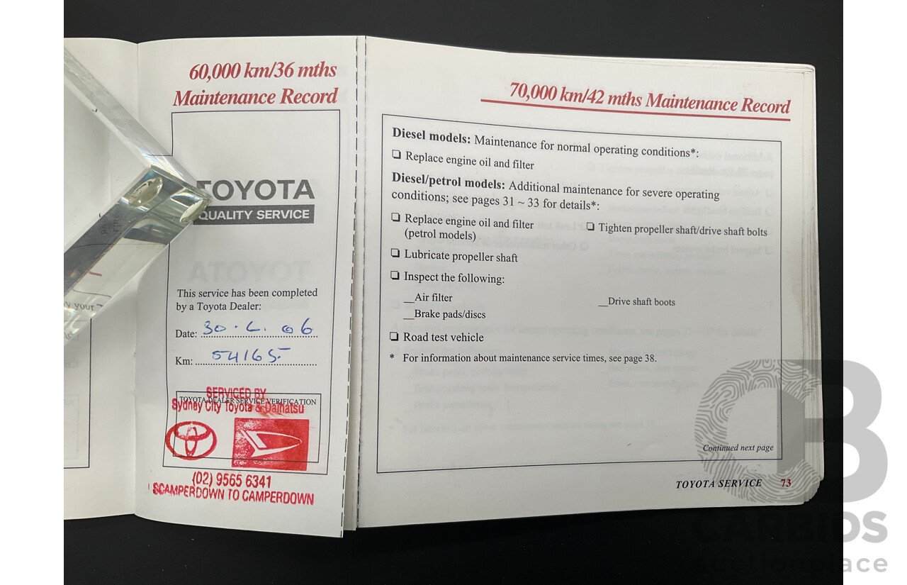 10/2000 Toyota Landcruiser Prado GXL (4x4) KZJ95R 4d Wagon Black Onyx Turbo Diesel 3.0L