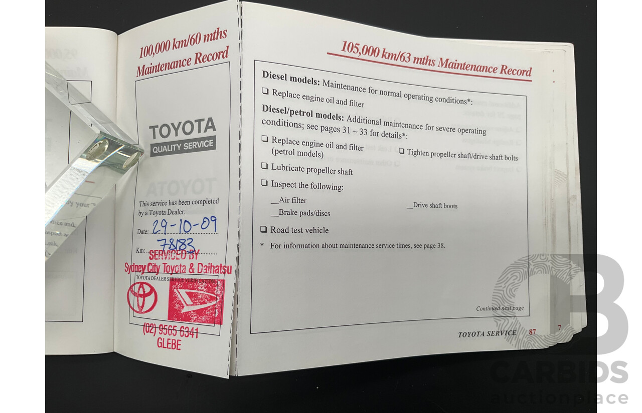10/2000 Toyota Landcruiser Prado GXL (4x4) KZJ95R 4d Wagon Black Onyx Turbo Diesel 3.0L