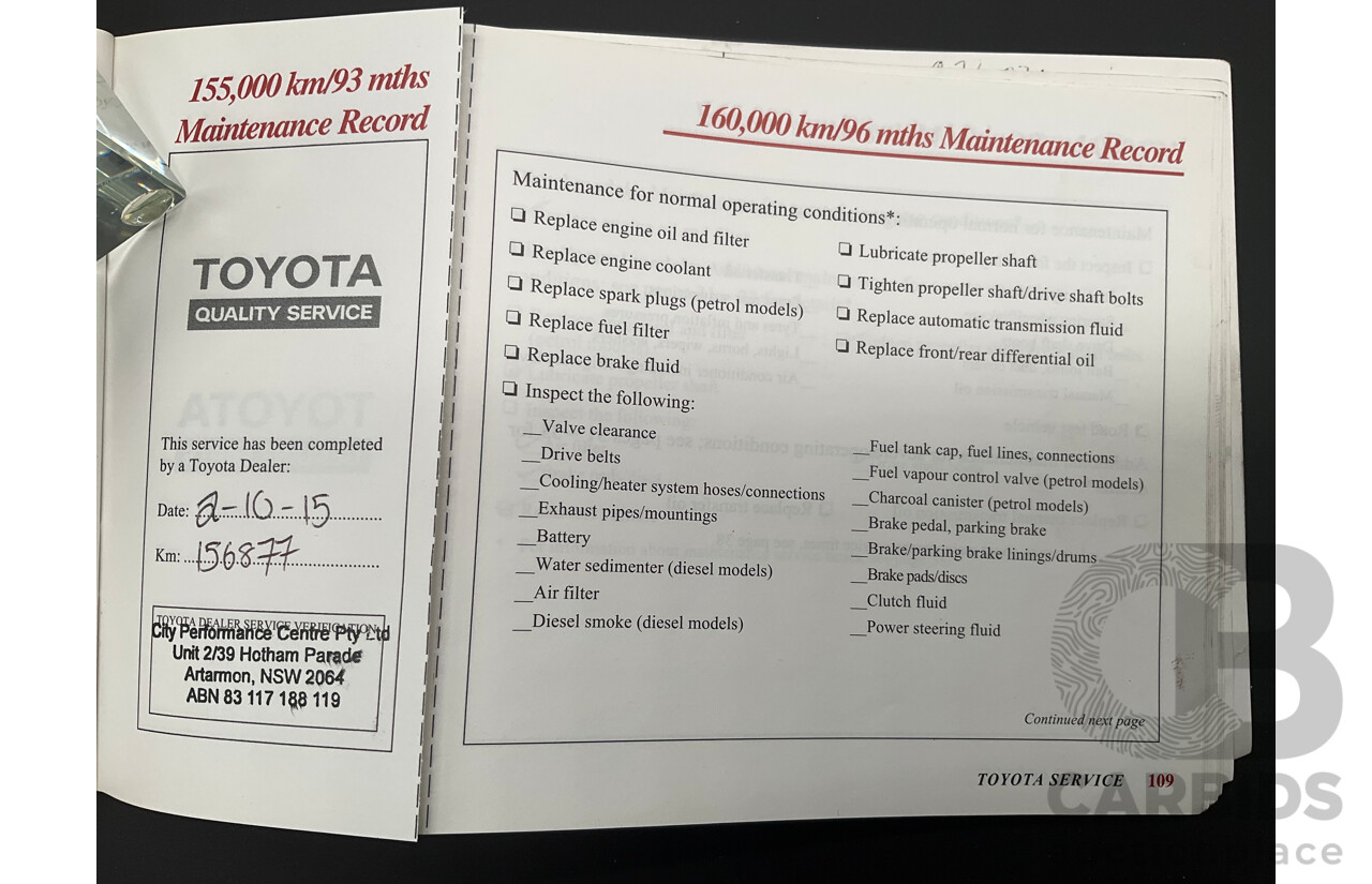10/2000 Toyota Landcruiser Prado GXL (4x4) KZJ95R 4d Wagon Black Onyx Turbo Diesel 3.0L