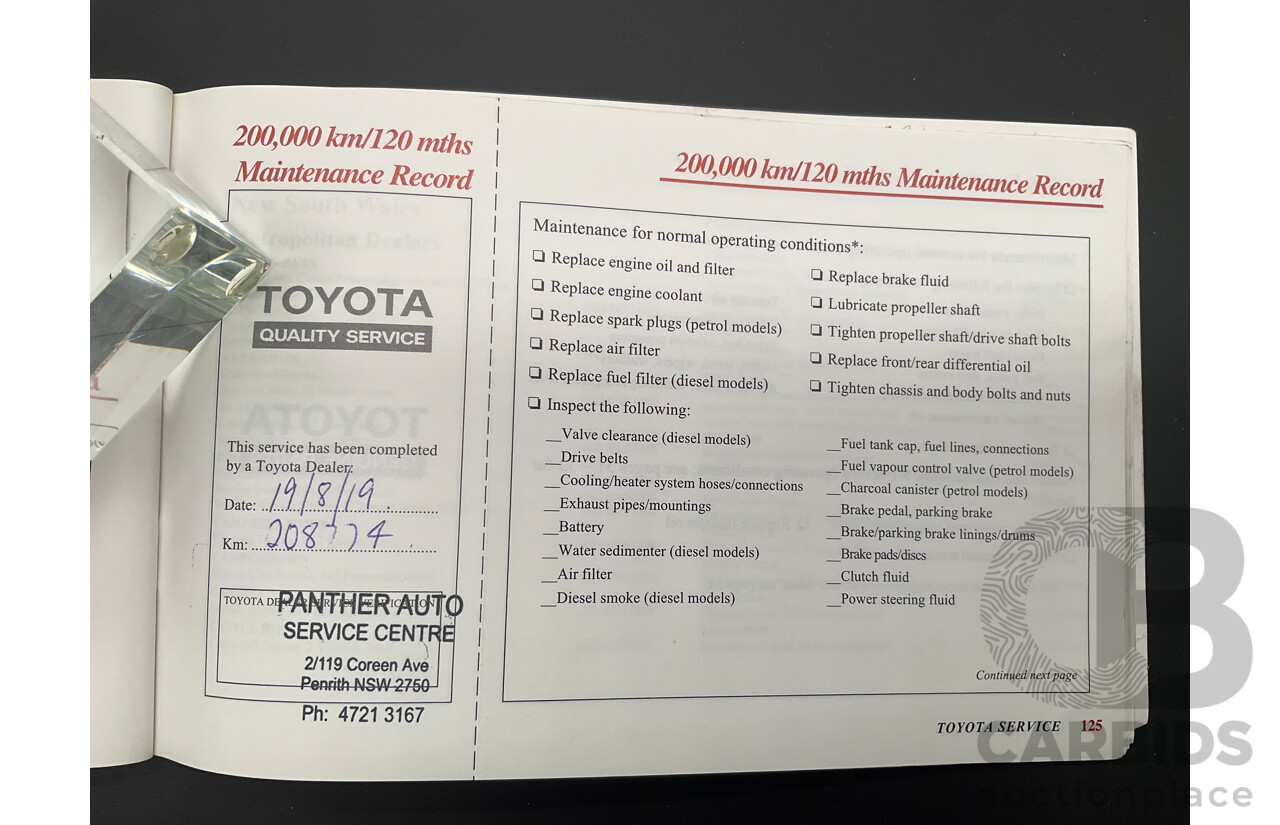 10/2000 Toyota Landcruiser Prado GXL (4x4) KZJ95R 4d Wagon Black Onyx Turbo Diesel 3.0L