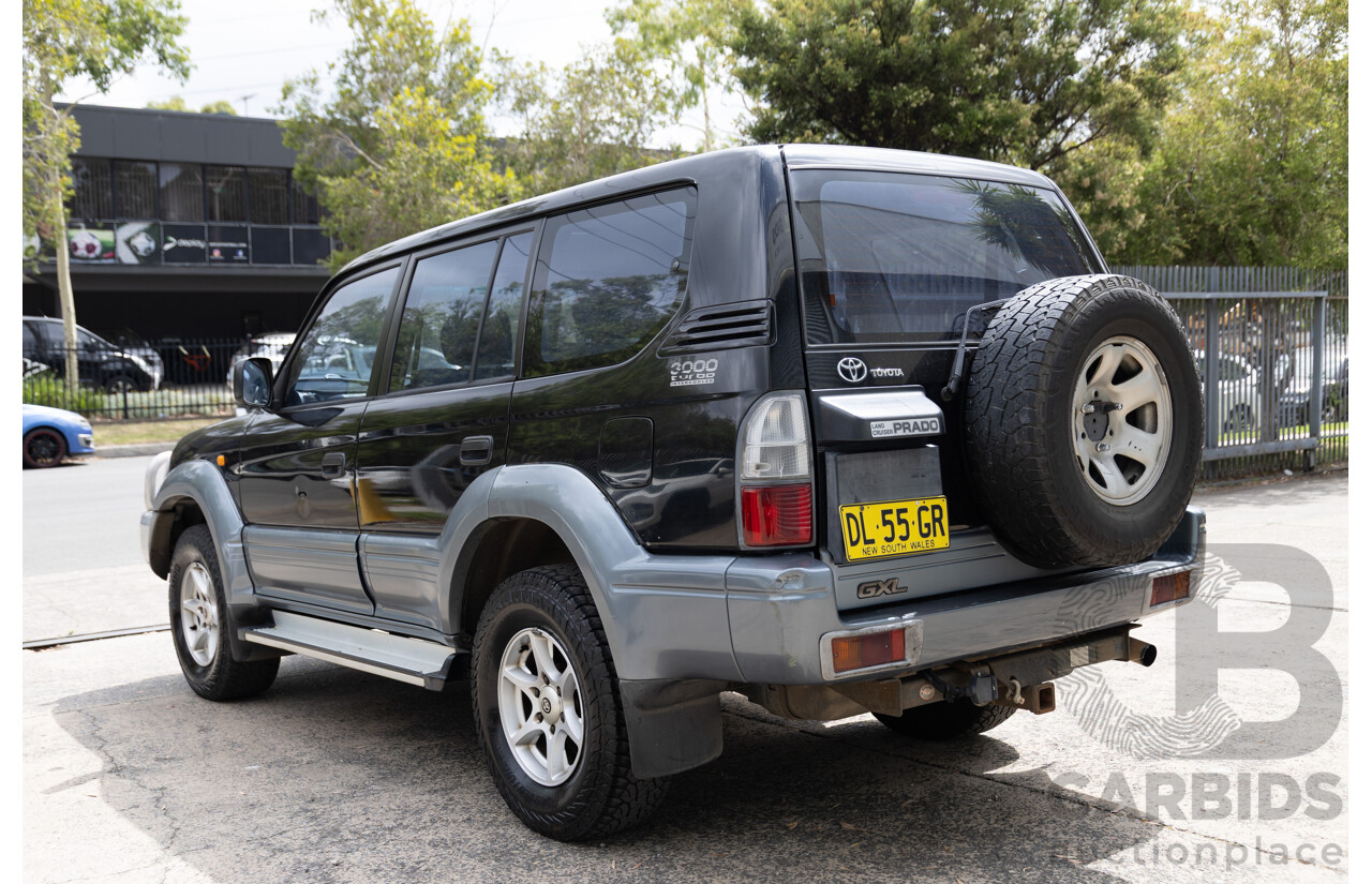 10/2000 Toyota Landcruiser Prado GXL (4x4) KZJ95R 4d Wagon Black Onyx Turbo Diesel 3.0L