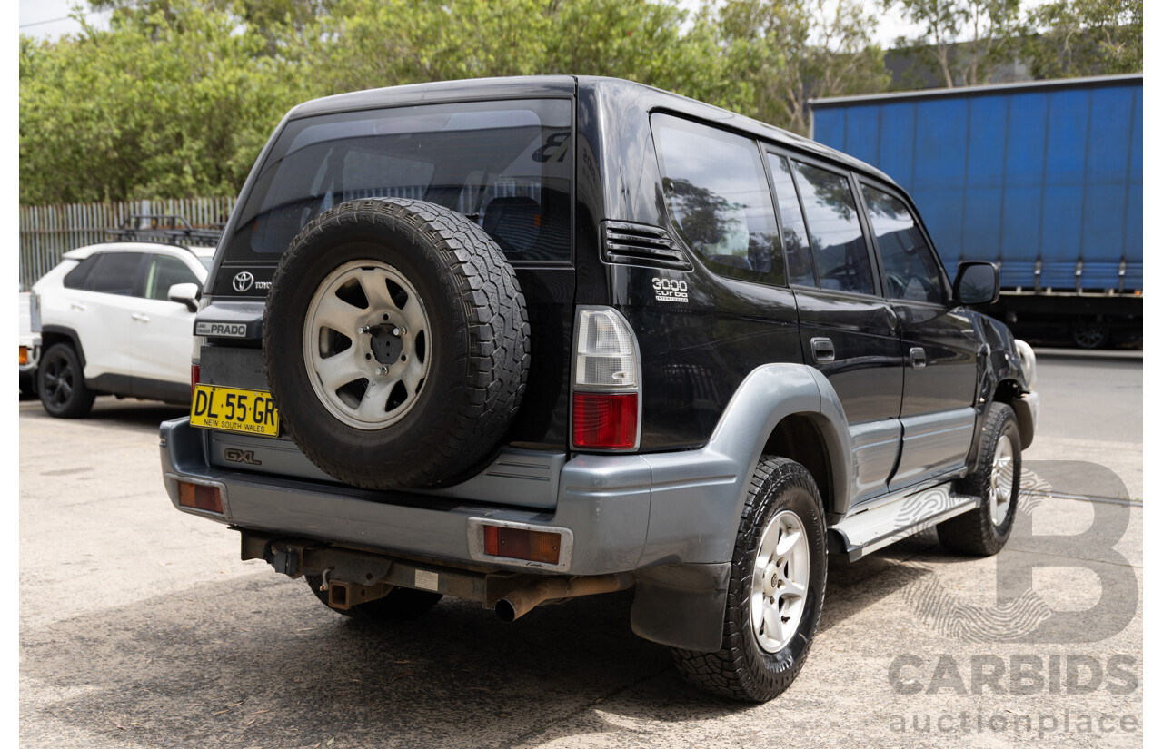10/2000 Toyota Landcruiser Prado GXL (4x4) KZJ95R 4d Wagon Black Onyx Turbo Diesel 3.0L