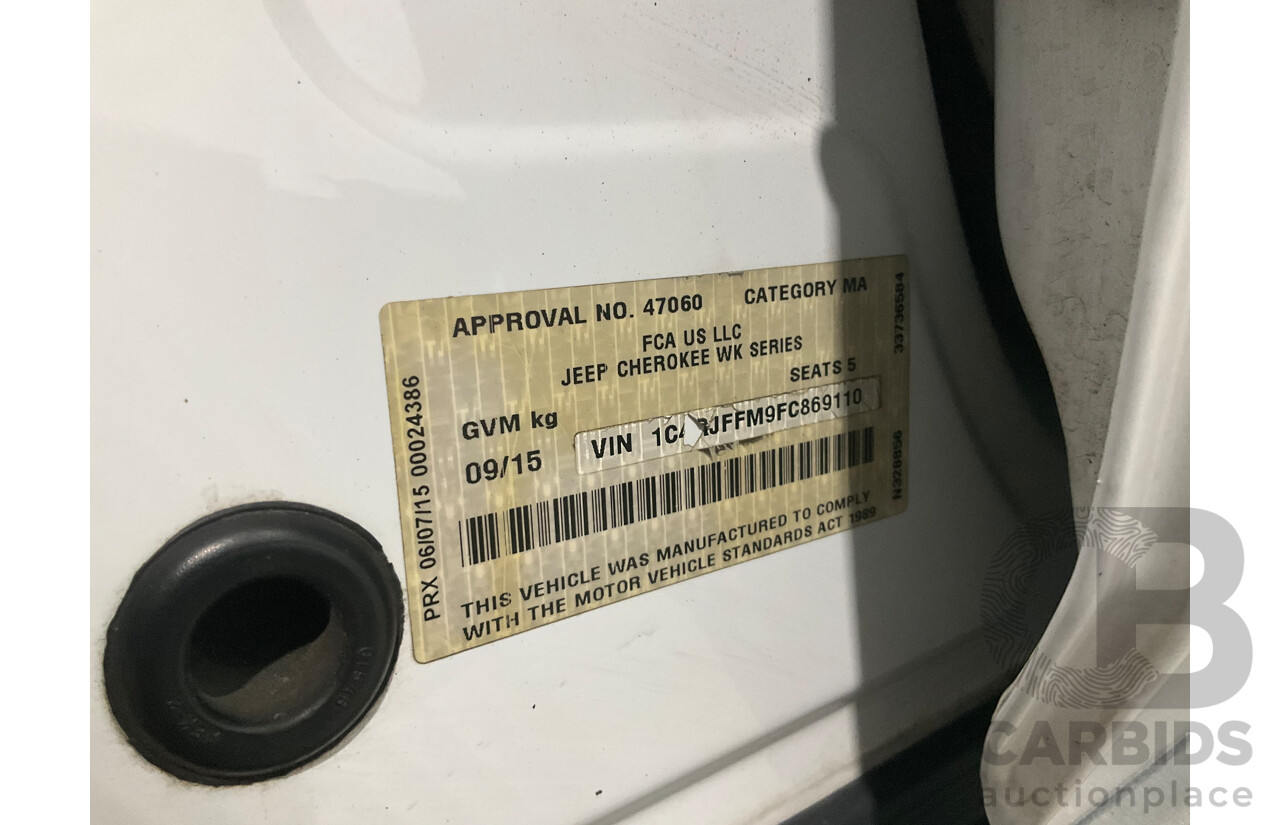 9/2015 Jeep Grand Cherokee Limited (4x4) WK MY15 4d Wagon Bright White Turbo Diesel V6 3.0L