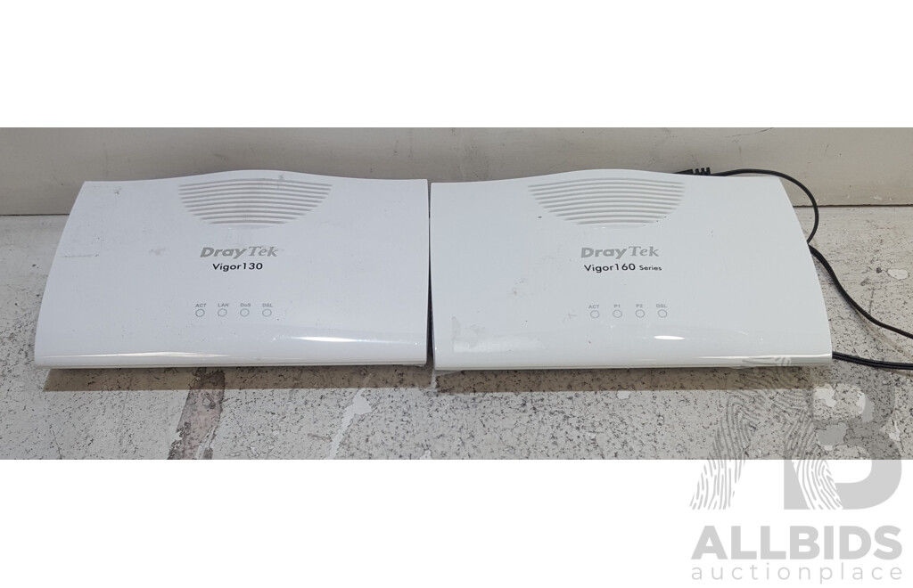 DrayTek Vigor160 & Vigor130 Series Modems w/ Power Supplies