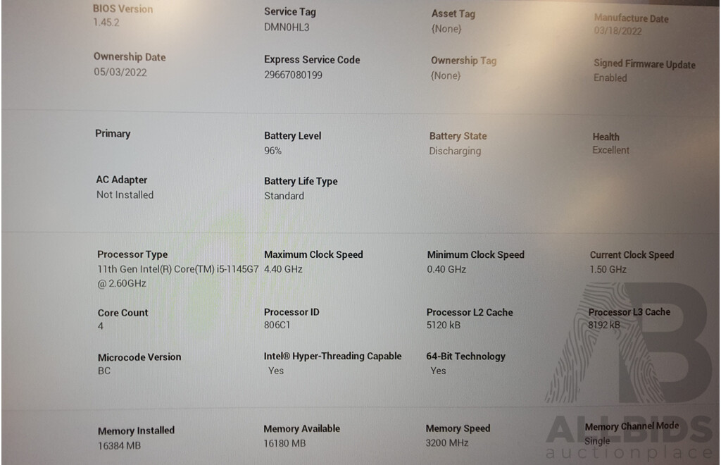 Dell Latitude 5520 11th Gen Intel Core i5 (1145G7) 2.60GHz-4.40GHz 4-Core CPU 15.6-Inch FHD Laptop w/ Power Supply