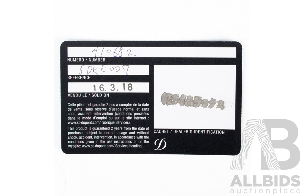 S.T. Dupont Alligator Noir Fountain Pen with Palladium Finishes, in Presentation Case