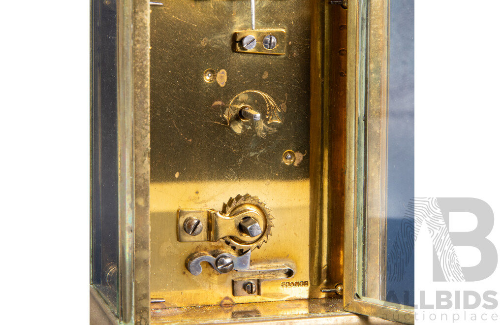 Antique Brass Cased French Carrige Clock, Circa 1860