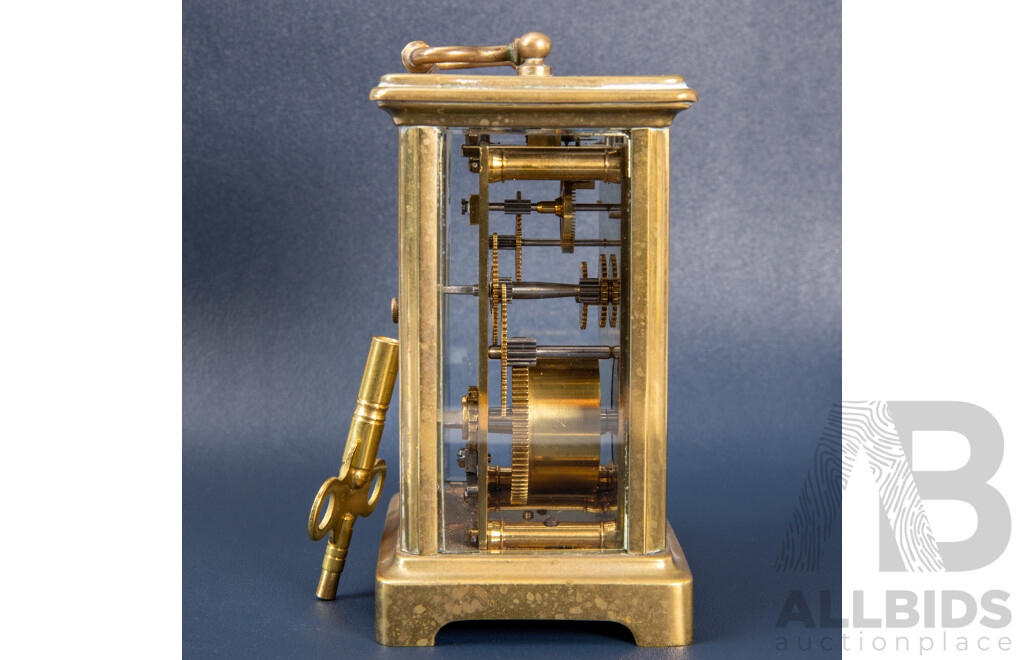 Antique Brass Cased French Carrige Clock, Circa 1860