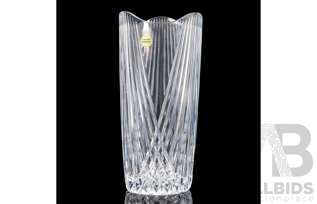 Cut Crystal Fluted Vase by Cristal Dárques, France