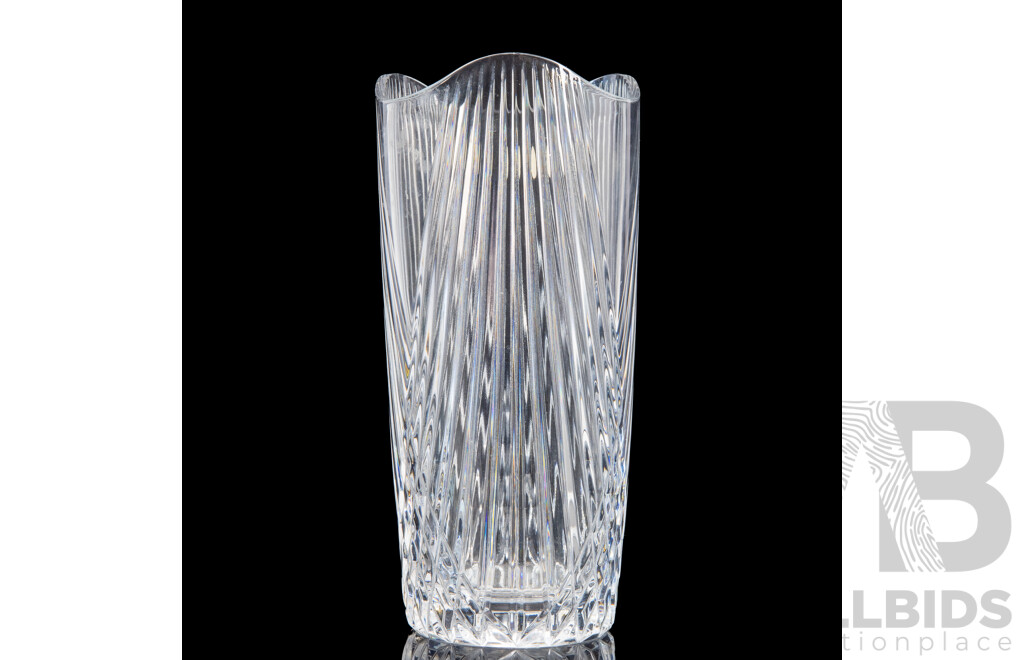 Cut Crystal Fluted Vase by Cristal Dárques, France