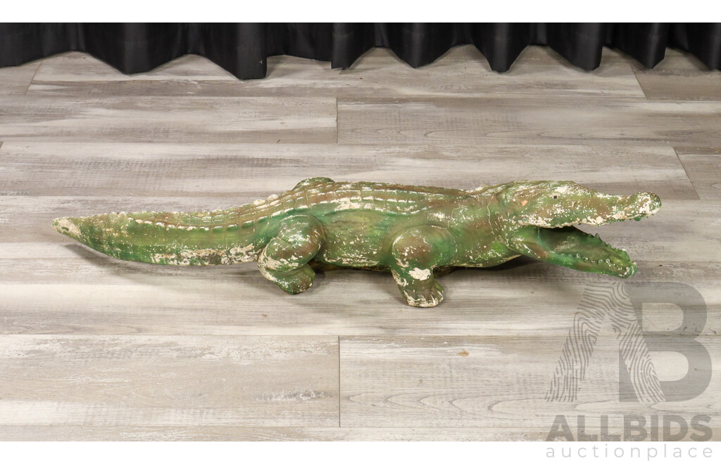 Vintage Cast Concrete Crocodile Figure