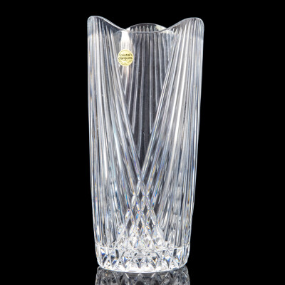 Cut Crystal Fluted Vase by Cristal Dárques, France