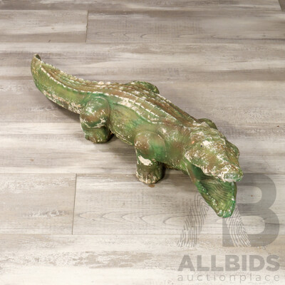 Vintage Cast Concrete Crocodile Figure