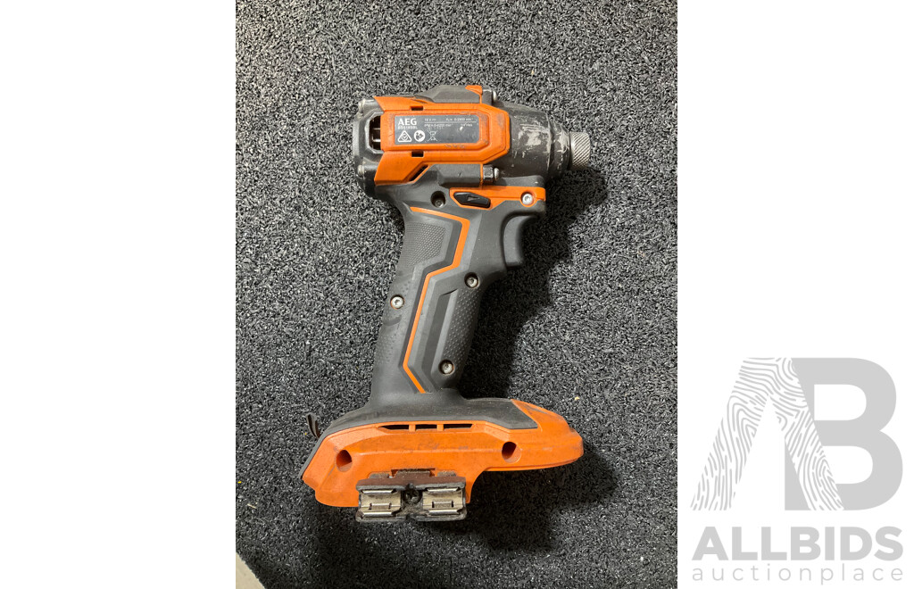 AEG 18V Reciprocating Saw (A18RS) and Impact Driver (BSS18SBL) with 5.0Ah Battery - Lot of 3