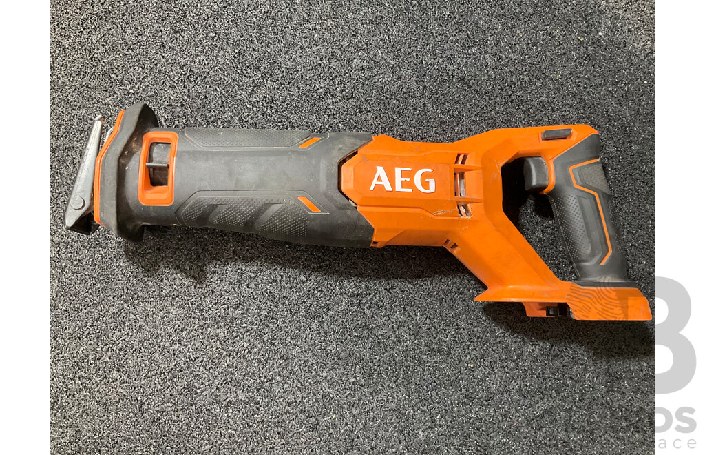 AEG 18V Reciprocating Saw (A18RS) and Impact Driver (BSS18SBL) with 5.0Ah Battery - Lot of 3