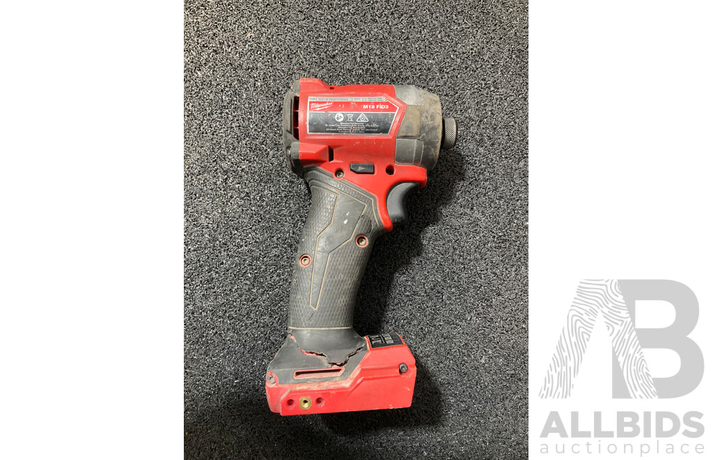MILWAUKEE FUEL 18V Impact Driver (M18 FID3), Hammer Drill (M18 FPD) and 5.0Ah Battery - Lot of 3