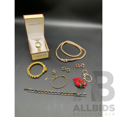 LONDON FOG Watch and Assorted Costume Jewellery - Lot of 9