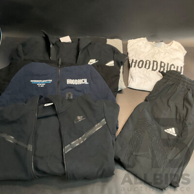Nike & Hoodrich Jacket & Adidas Pants  & Hoodrich T-shirt - Lot of 5