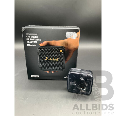 MARSHALL WILLEN II Portable Bluetooth Speaker and NOTHING Wireless Earbuds - Lot of 2