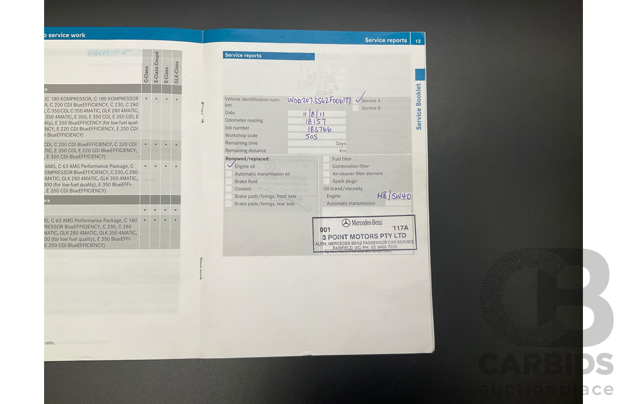 8/2009 Mercedes-Benz E350 Avantgarde 207 2d Coupe Iridium Silver Metallic V6 3.5L