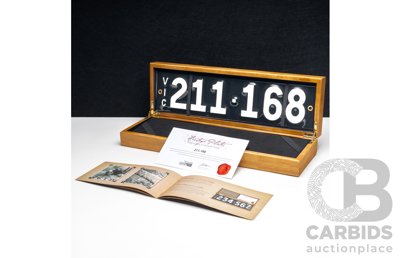 Victorian VIC Six Digit Heritage Number Plate - 211.168
