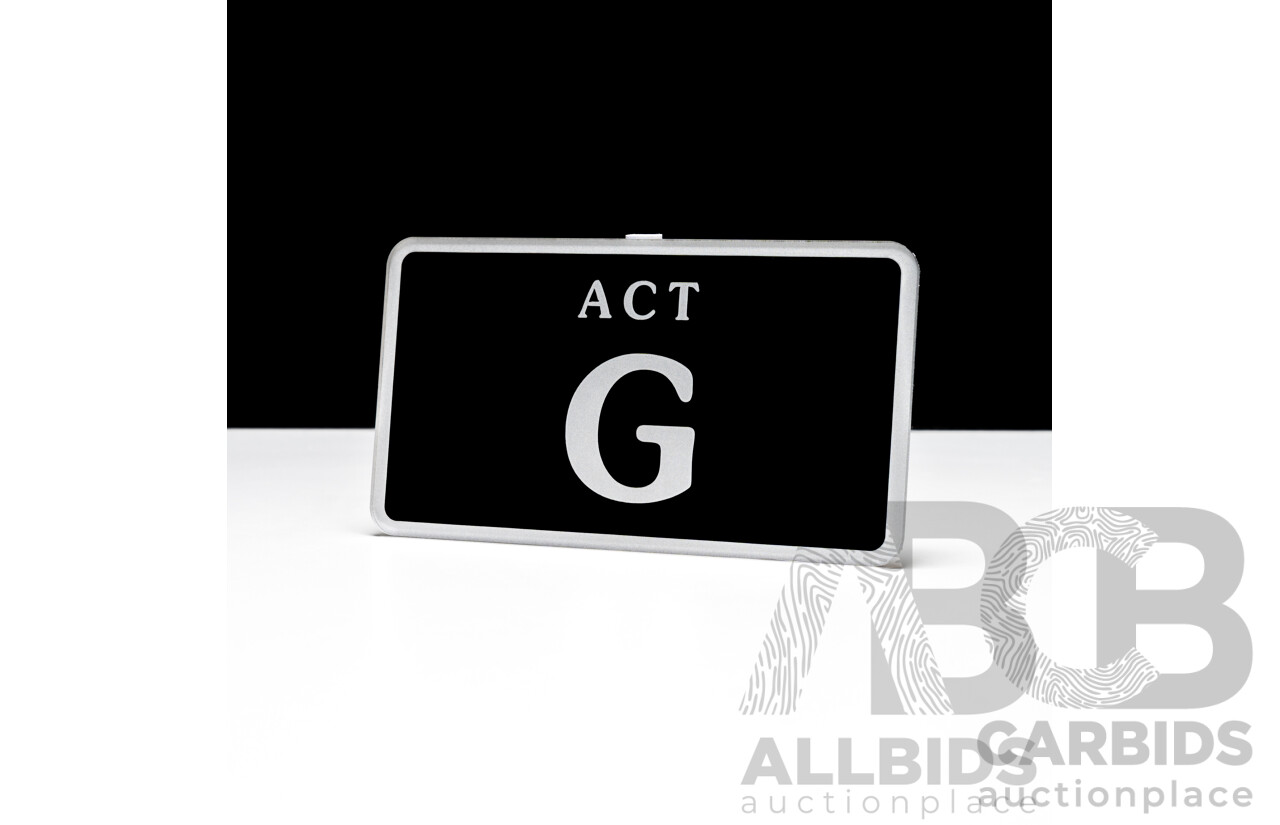 ACT Single Letter MOTORBIKE NUMBER PLATE - G