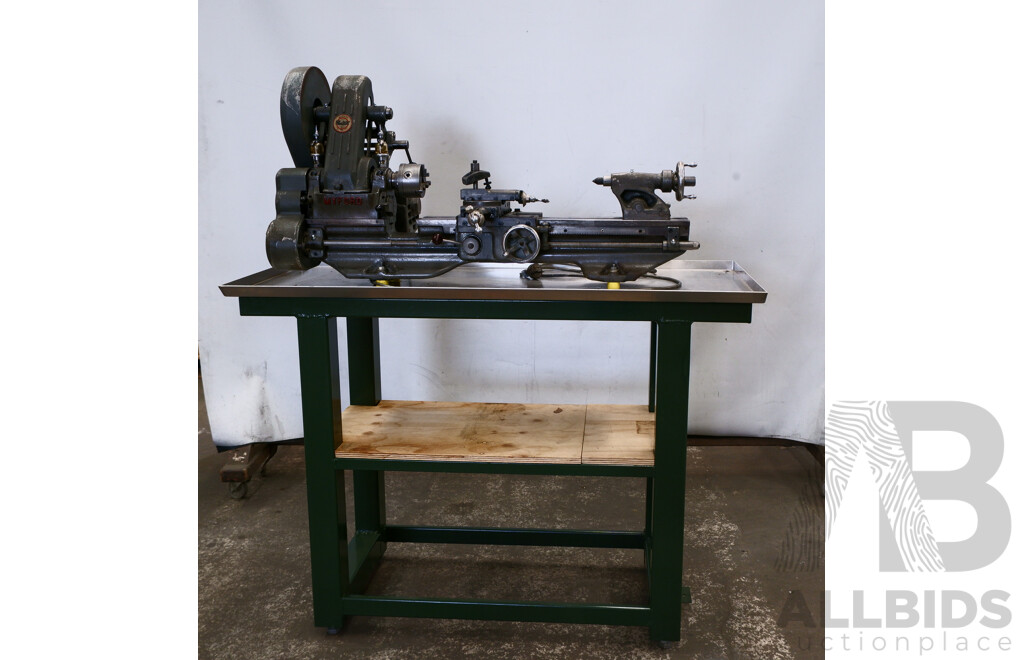 Circa 1940, Myford ML7 Lathe with Workbench & Accessories