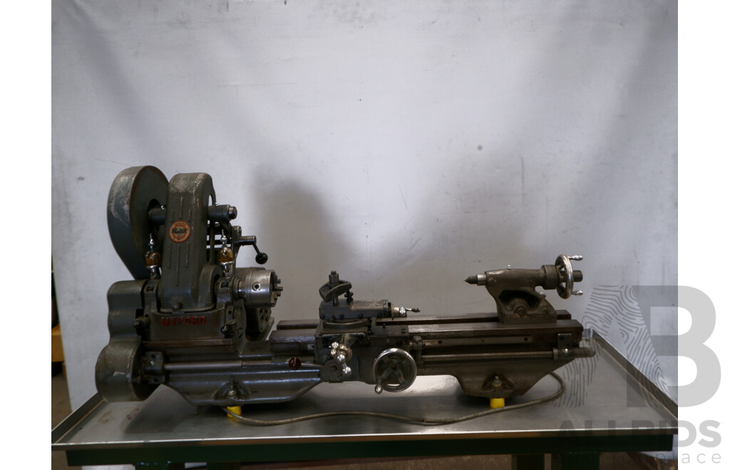 Circa 1940, Myford ML7 Lathe with Workbench & Accessories