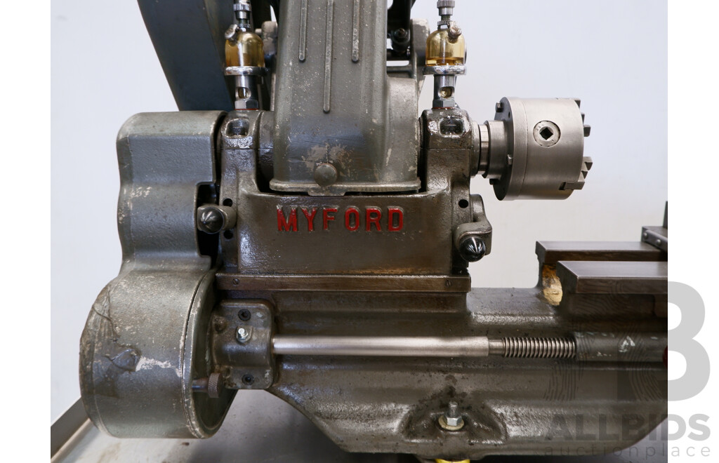 Circa 1940, Myford ML7 Lathe with Workbench & Accessories
