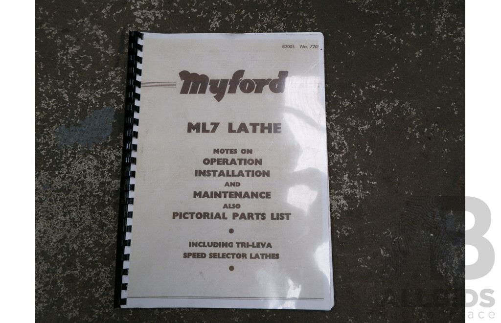 Circa 1940, Myford ML7 Lathe with Workbench & Accessories