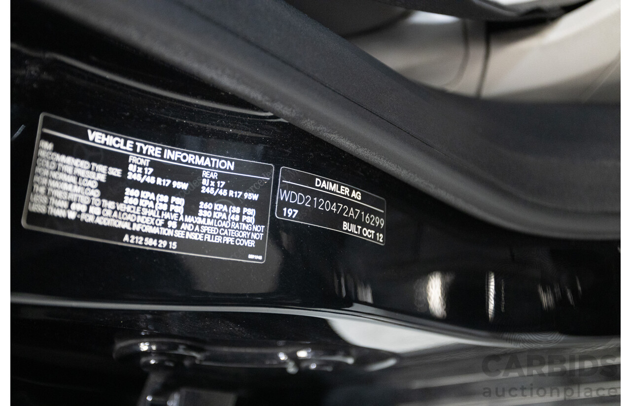 12/2012 Mercedes-Benz E250 CGI Avantgarde 212 MY12 4D Sedan Obsidian Black Turbo 1.8L