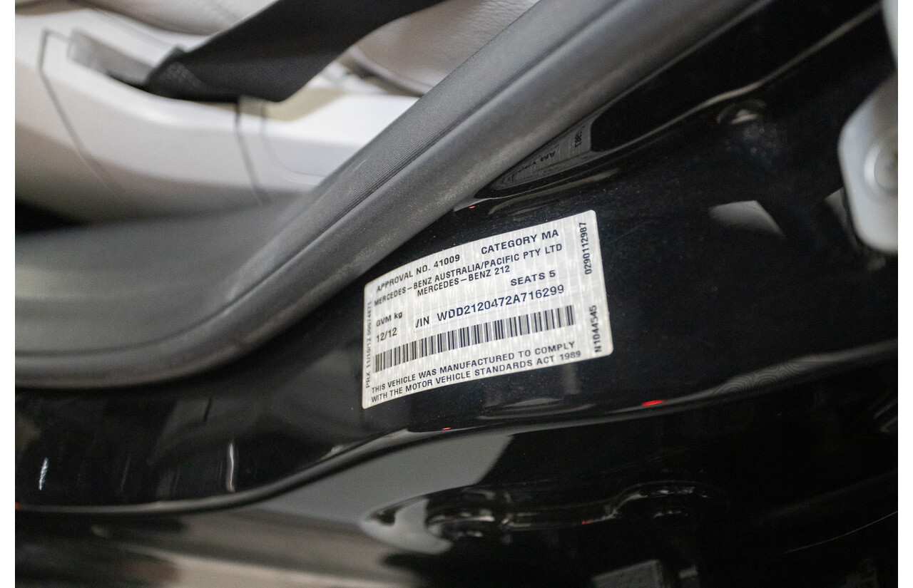 12/2012 Mercedes-Benz E250 CGI Avantgarde 212 MY12 4D Sedan Obsidian Black Turbo 1.8L