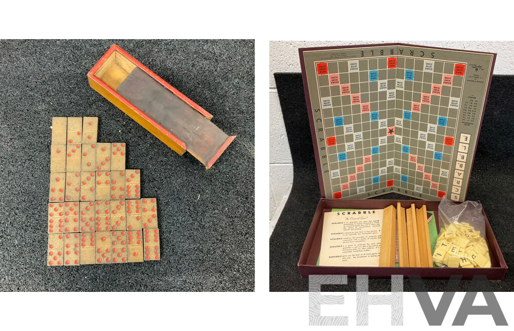 Vintage Domino Set & T.R.URBAN & CO. Scrabble Set - Lot of 2